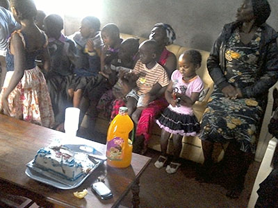 Children celebrate a birthday party in Kenya