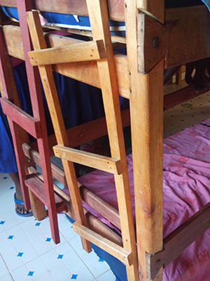 Termites are attacking wooden bed frames at Lodwar Kinship
