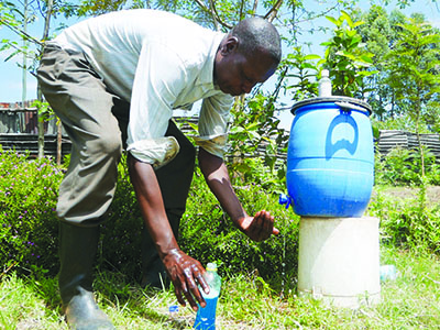 Hand-washing station in Kenya