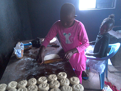 Brenda making chapati