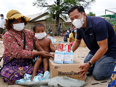 Food distributed to a family in Cambodia