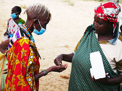 Medicine distribution during the traveling medical clinic in Kenya