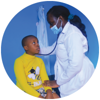 A child being seen by a doctor
