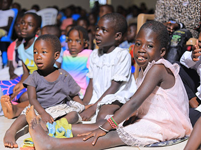 A child smiling during the New Year celebration