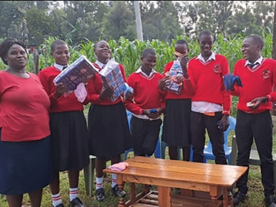 Children in Kenya receiving essentials