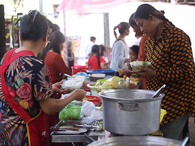 Meal being prepped during Christmas in Cambodia