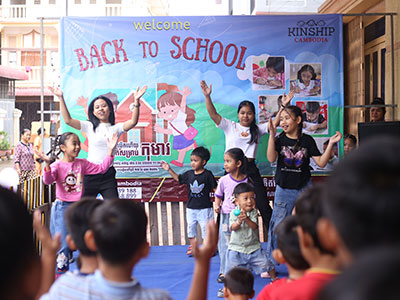 Community youths enjoy the Back to School Sunday School event in Cambodia